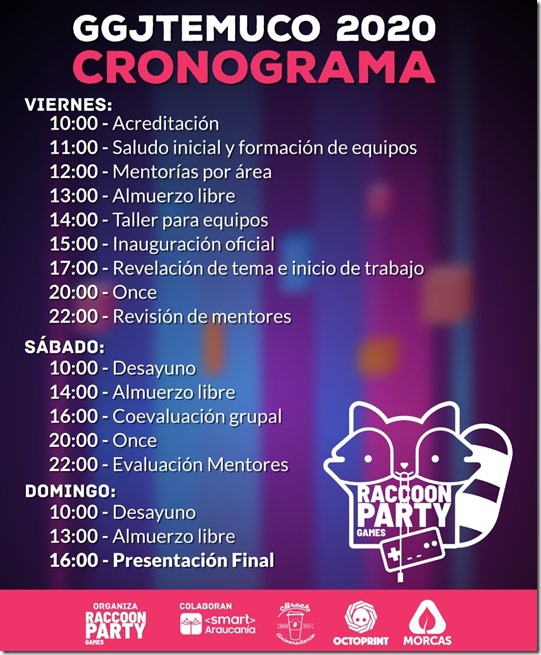 Cronograma GGJ Temuco 2020