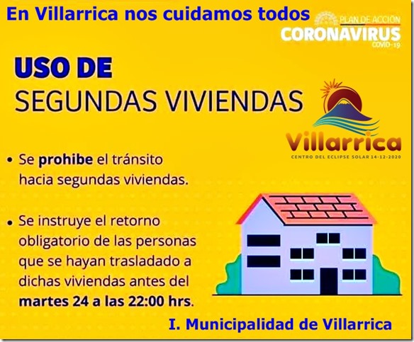 Turistas y Propietarios de Segundas Viviendas en Villarrica deben abandonar la ciudad