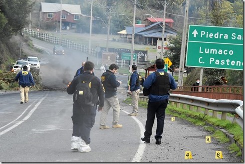 PDI realiza intensos trabajos en Lumaco luego de manifestacion mapuche