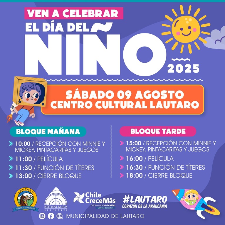 Toon Fest, cine gratuito y títeres en Lautaro por el día del niño
