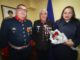 Voluntarios de la Décima Compañía de Bomberos de Temuco durante la celebración de su 29º aniversario en Labranza.