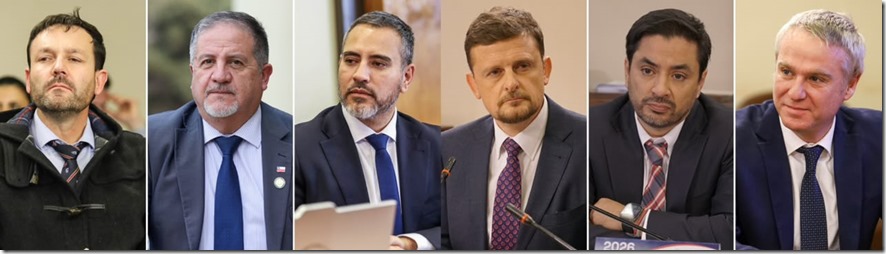 Diputados Erich Grohs, Roberto Arroyo, Fabi&aacute;n Ossand&oacute;n, Stephan Schubert, &Aacute;lvaro Carter y Tom&aacute;s Kast