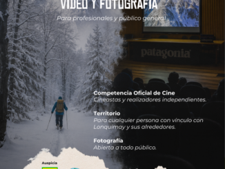 Paisaje natural de Lonquimay con cineastas filmando en la cordillera durante el festival