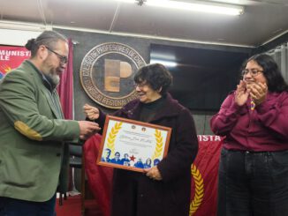 Alicia Lira, Premio Nacional de Derechos Humanos, durante su discurso en un acto homenaje en Temuco