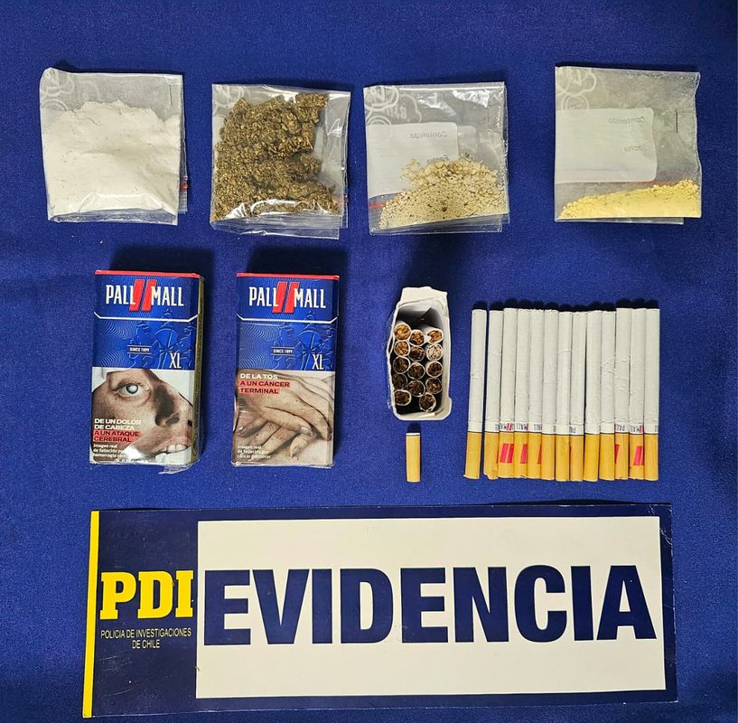 Agentes de la PDI incautan cigarrillos cargados con sustancias ilícitas destinados a una cárcel en Temuco