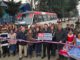 Ceremonia de inauguración de la extensión de la Línea 3 de taxibuses en Metrenco junto a autoridades y vecinos.
