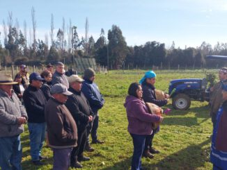 Agricultores de Padre Las Casas recibiendo tractor y sistema de riego para mejorar su producción agrícola