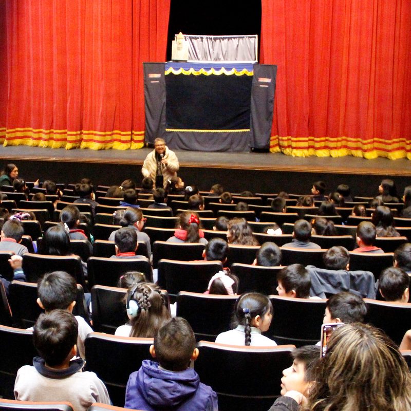 Escena de la obra de títeres Peñito y el Ñürru en el Centro Cultural de Padre Las Casas