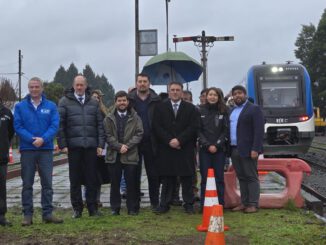 Obras de construcción y renovación de vías en el proyecto de extensión del tren Temuco-Gorbea en La Araucanía.