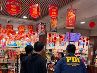 Detectives de la PDI realizando controles migratorios en el centro comercial de Temuco