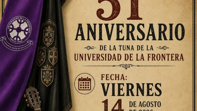 Integrantes de la Tuna de la Universidad de La Frontera durante una presentación musical en Temuco.