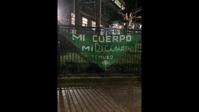 Manifestación feminista en Temuco en contra del proyecto de ley Escucha su corazón