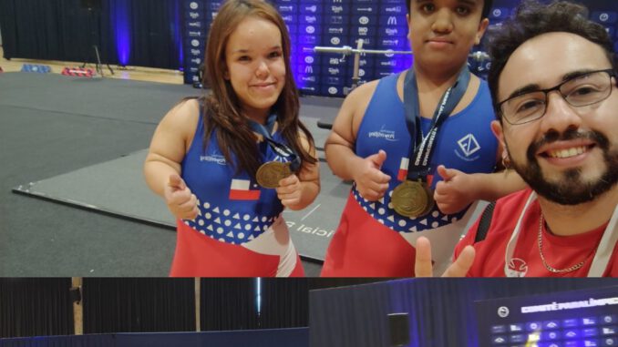 Paradeportistas de Teletón Temuco celebrando su podio en el Campeonato Nacional de Parapowerlifting