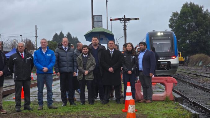Autoridades recorren las obras de reposición de vías del proyecto ferroviario Temuco-Gorbea