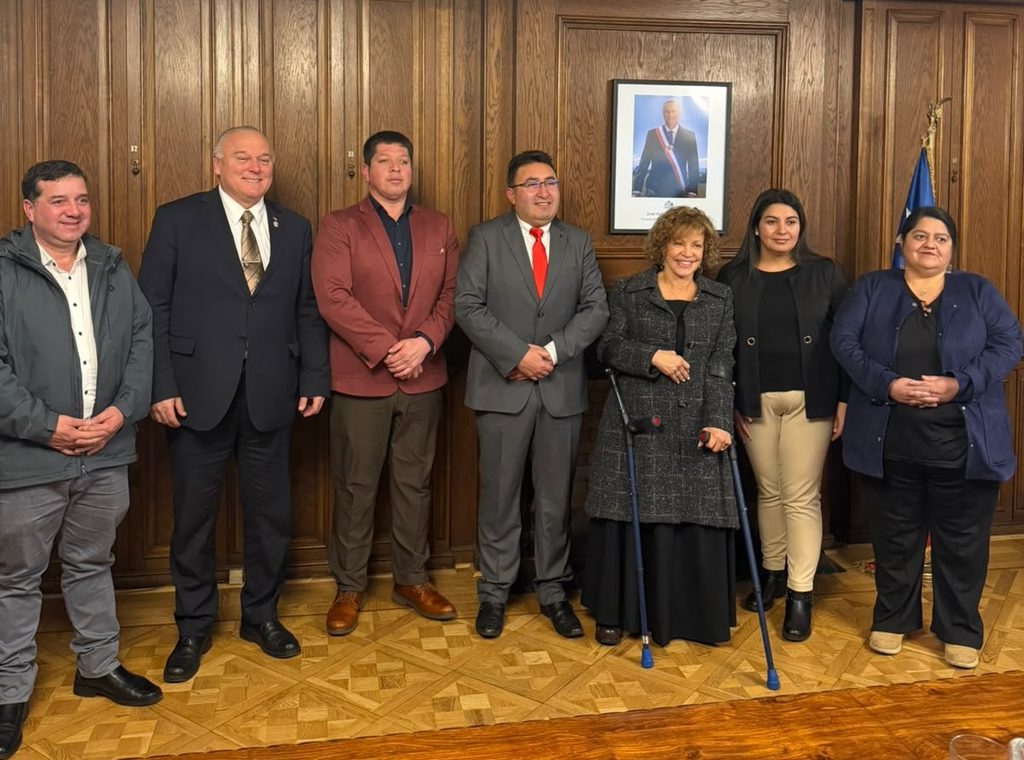 Senador Miguel Becker junto a alcaldes de Galvarino y Ercilla en reunión con la ministra de Bienes Nacionales en Santiago