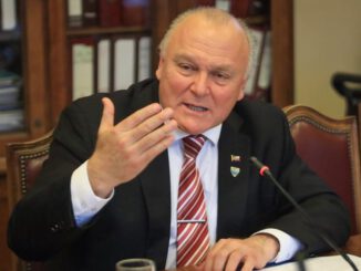 El senador Miguel Becker interviniendo en la Sala del Senado sobre la gestión financiera de los municipios.