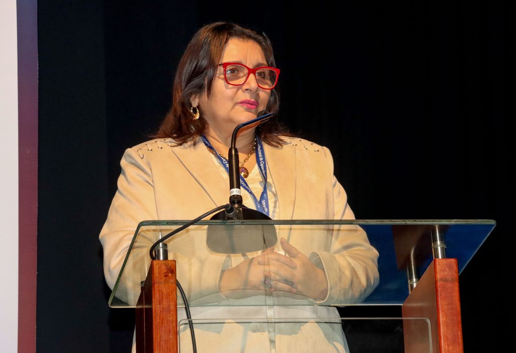 Autoridades y expertos participando en seminario sobre IA y ciberseguridad en Villarrica para empresas locales