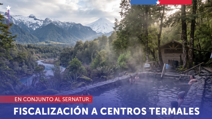 Personal del SERNAC realizando fiscalización en las instalaciones de un centro termal en La Araucanía