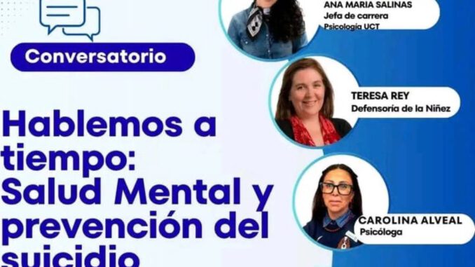 Participantes en un conversatorio sobre salud mental y prevención del suicidio en Temuco