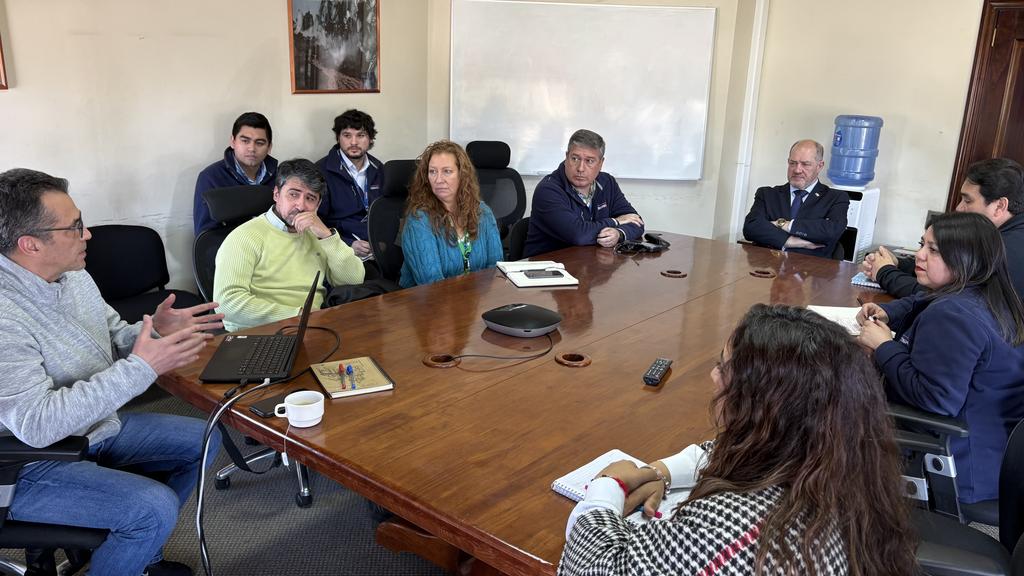 Autoridades regionales monitoreando la actividad del volcán Villarrica en una mesa de trabajo
