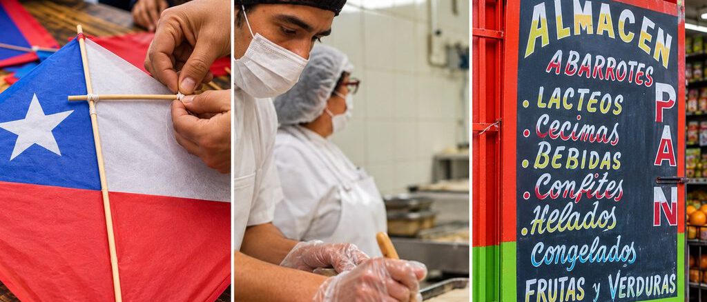 Artesanos y emprendedores chilenos mostrando sus productos tradicionales para Fiestas Patrias