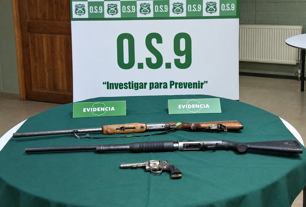 Carabineros en operativo policial en Ercilla con incautación de armas