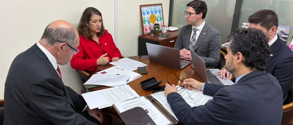 Delegado presidencial Francisco Ljubetic junto a seremis durante la primera sesion del Comite Economico Regional en La Araucania