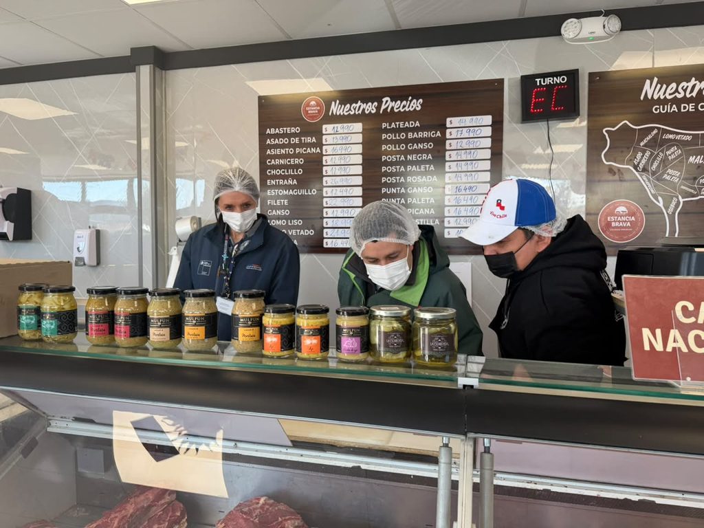 Autoridades fiscalizando cortes de carne en un establecimiento de La Araucanía previo a Fiestas Patrias.