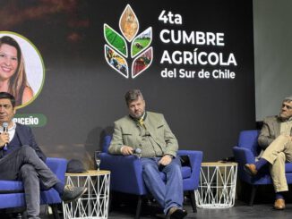 Asistentes participando en la cuarta Cumbre Agrícola del Sur en la provincia de Malleco bajo la lluvia