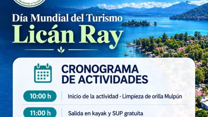 Participantes disfrutando de actividades al aire libre y deportes náuticos en la Playa Grande de Lican Ray durante la celebración del turismo