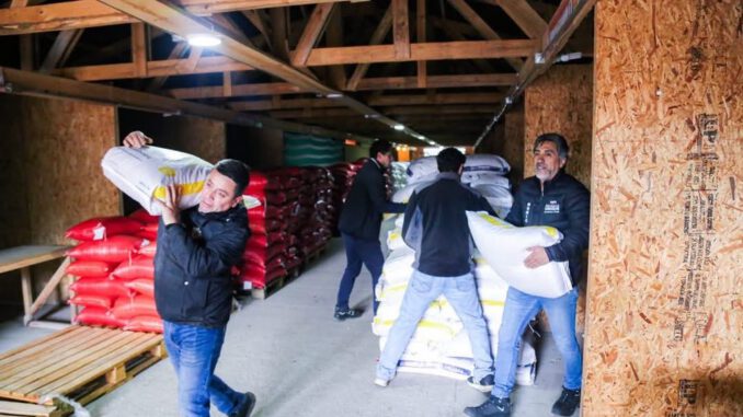 Entrega de sacos de alimento y avena a agricultores locales por parte de la municipalidad de Loncoche
