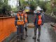 Trabajos de construcción de puente provisorio en Segunda Faja El Volcán por el MOP
