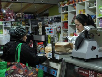 Directora regional de Sercotec Araucanía visitando un almacén beneficiado por el programa de digitalización