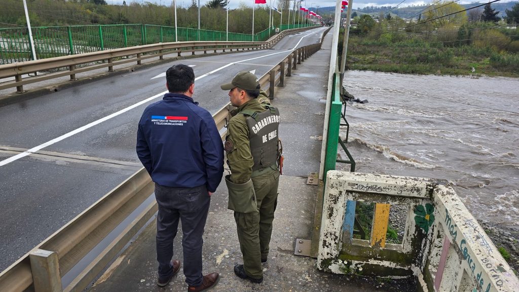 Camiones y vehículos pesados desviados por daños estructurales en el puente de Lautaro