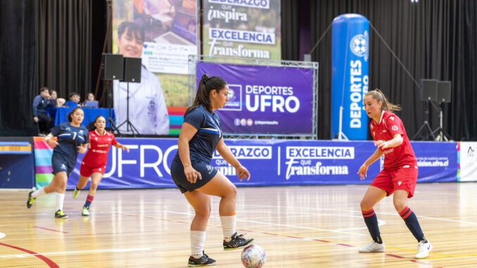 Deportistas universitarios de Chile y Argentina participando en los juegos binacionales en Temuco