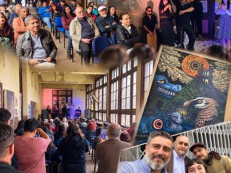 Artistas y autoridades celebran el inicio del diseño del nuevo Centro Cultural de Temuco en el ex Liceo Técnico Femenino.