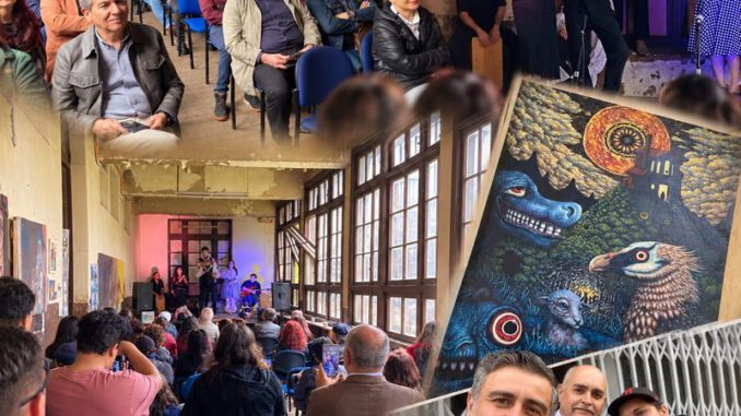 Artistas y autoridades celebran el inicio del diseño del nuevo Centro Cultural de Temuco en el ex Liceo Técnico Femenino.