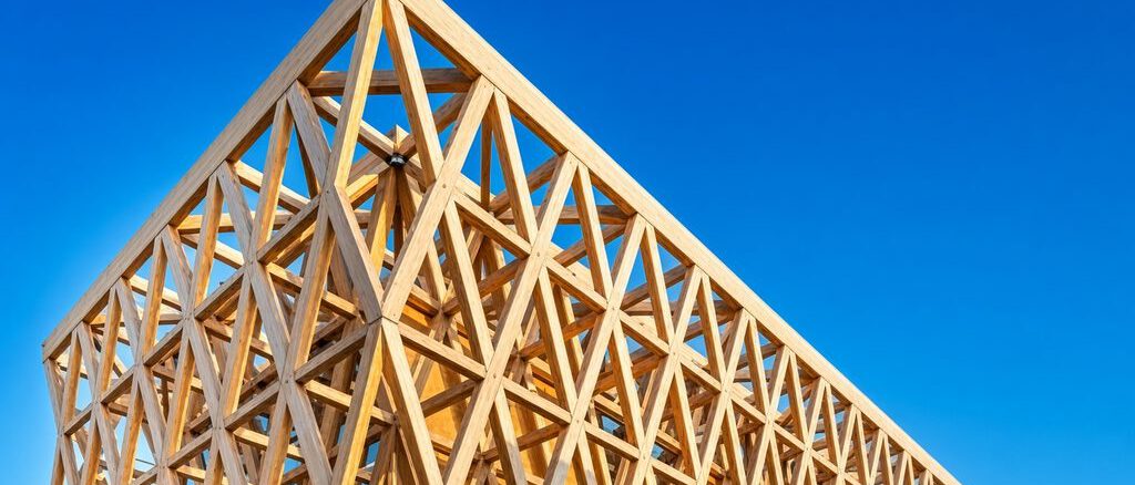 Exterior del Pabellón de La Araucanía en Temuco con su estructura de madera afectada por el paso del tiempo