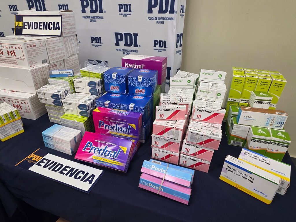 Incautación de más de 52 mil dosis de medicamentos ilegales por parte de la PDI en Temuco y Cunco