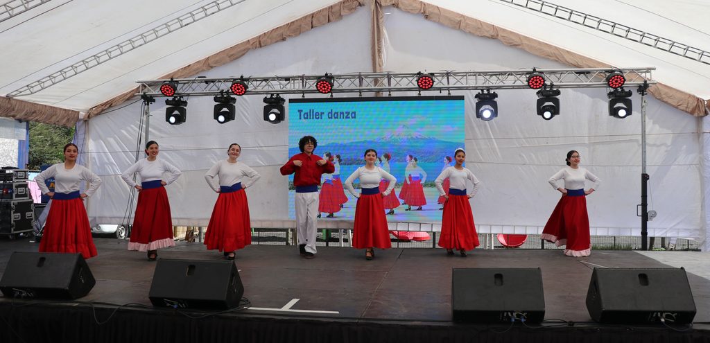 Estudiantes de la Escuela Epu Klei de Lican Ray participando en la gala folclórica tradicional