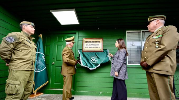 Ceremonia de cambio de placa del GOPE Araucanía en honor al Suboficial Mayor Marcos Cosme Barquero