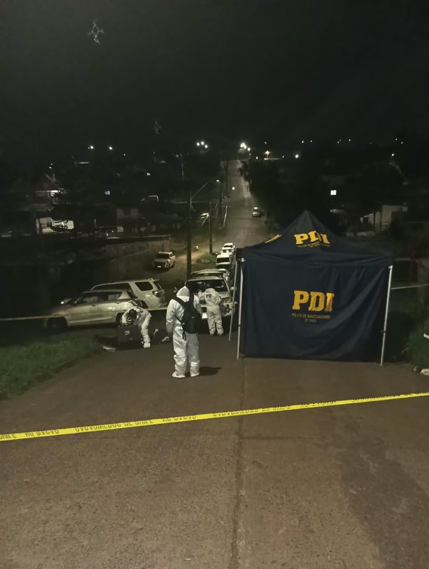 Investigación policial de la PDI tras un homicidio con arma de fuego en Temuco