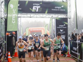 Corredores compitiendo en los senderos del Parque CMPC Pumalal durante el CMPC Frontera Trail 2026 en Temuco